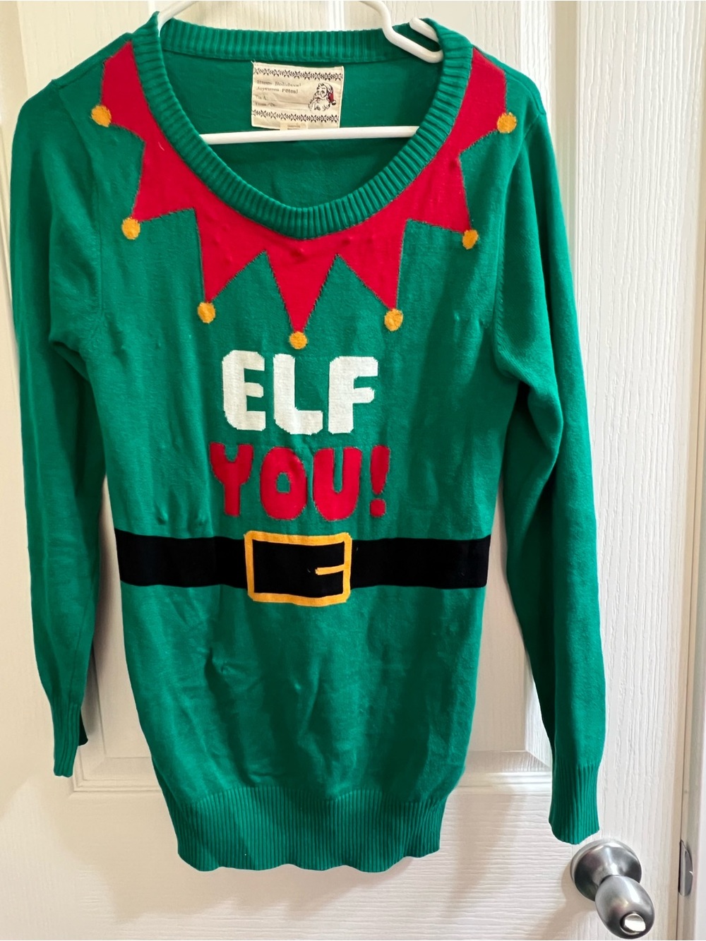 Women’s Green 'Elf You!' Holiday Sweater